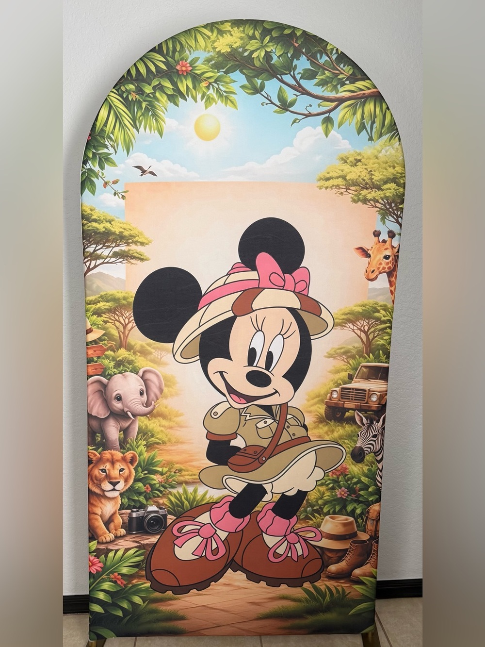 Minnie Mouse Safari Arch Backdrop Cover